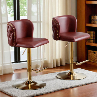 Zager Swivel Adjustable Height Bar Stool, Modern PU Leather Kitchen Island Counter Bar Chair 