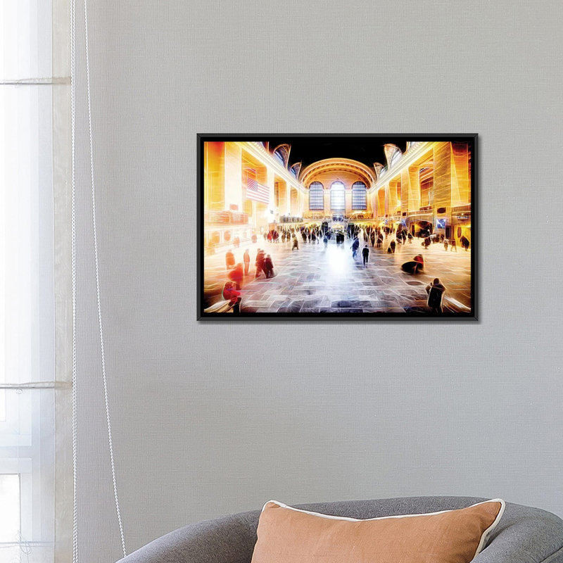 «Grand Central terminal» sur toile, H 18 po x l 26 po x P 1,5 po, Toile avec cadre noir, Pas de tapis