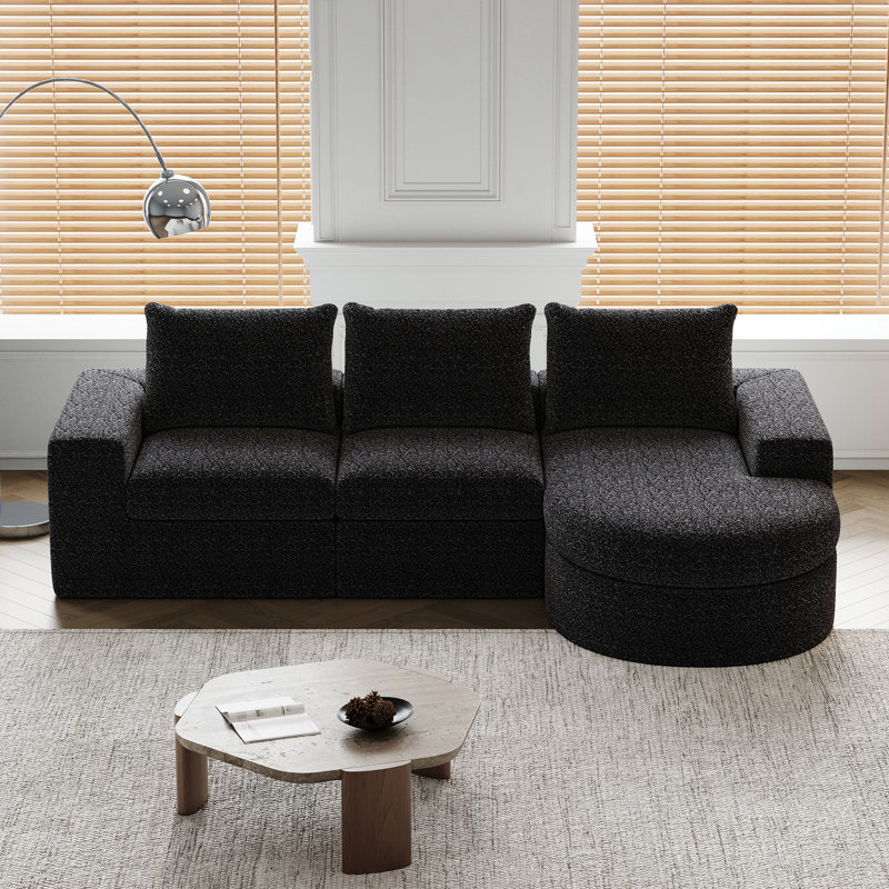 Canapé modulaire Chenille Cloud Curved, Noir