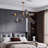 Modern 6-Light Smoky Polygon Chandelier