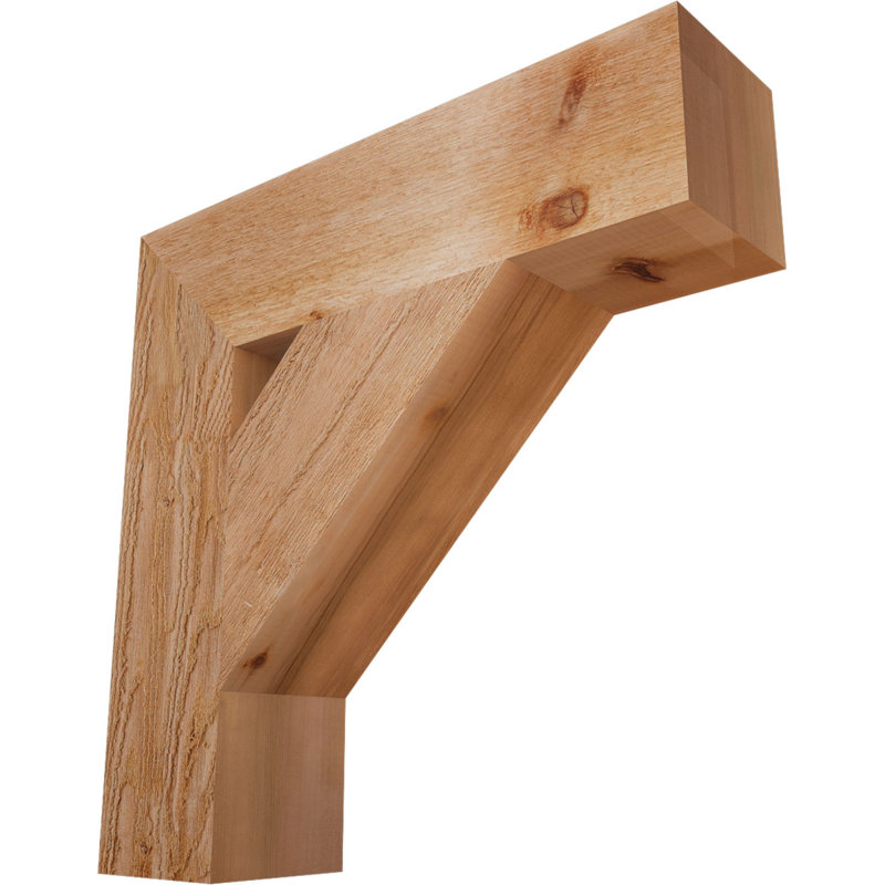Traditional Block Bracket, Western Red Cedar (Rough Sawn), 24" H x 6" W x 24" D