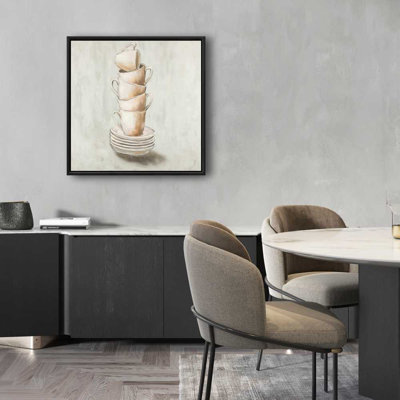 Stacked Cups Canvas | Gastronomy Gray Object Frame Decor