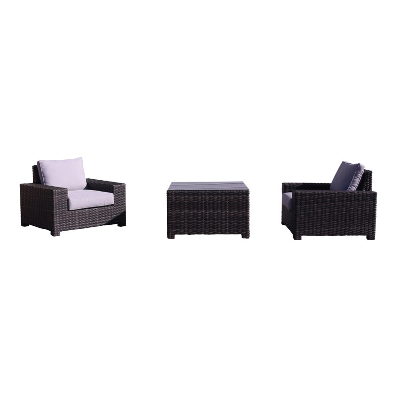 Wicker 2 - Person Patio Conversation Set with Cushions
