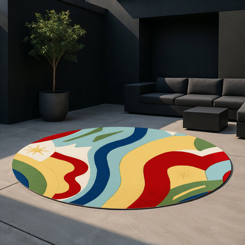 Perky Dash Indoor And Outdoor Area Rug, Round 5'