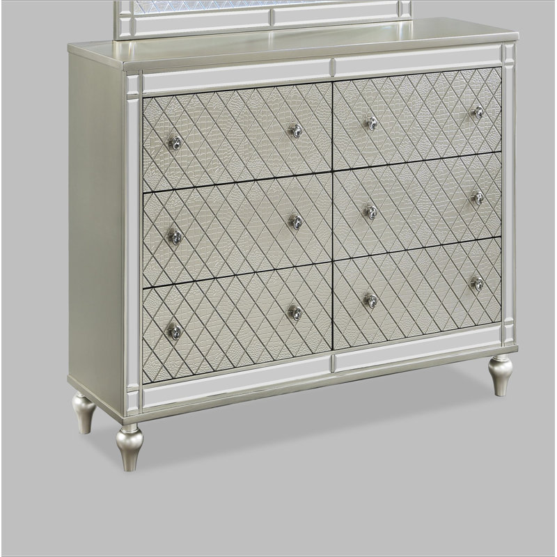 Commode de chambre à coucher 1 tiroir 6 pièces Glam
