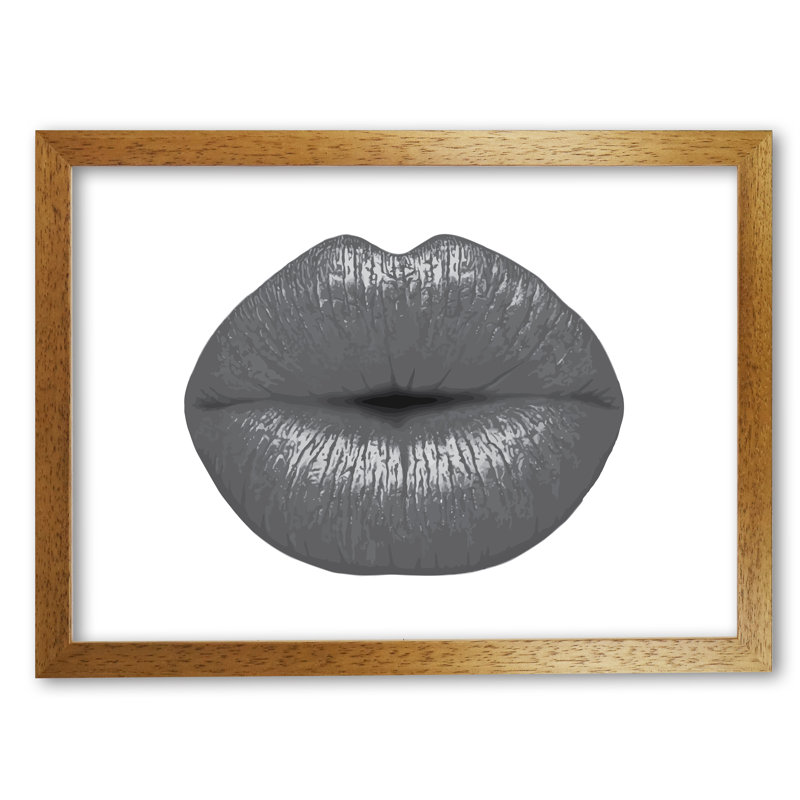 Lips - Painting, 21 cm H x 30 cm W x 5 cm D, Honey Oak Frame