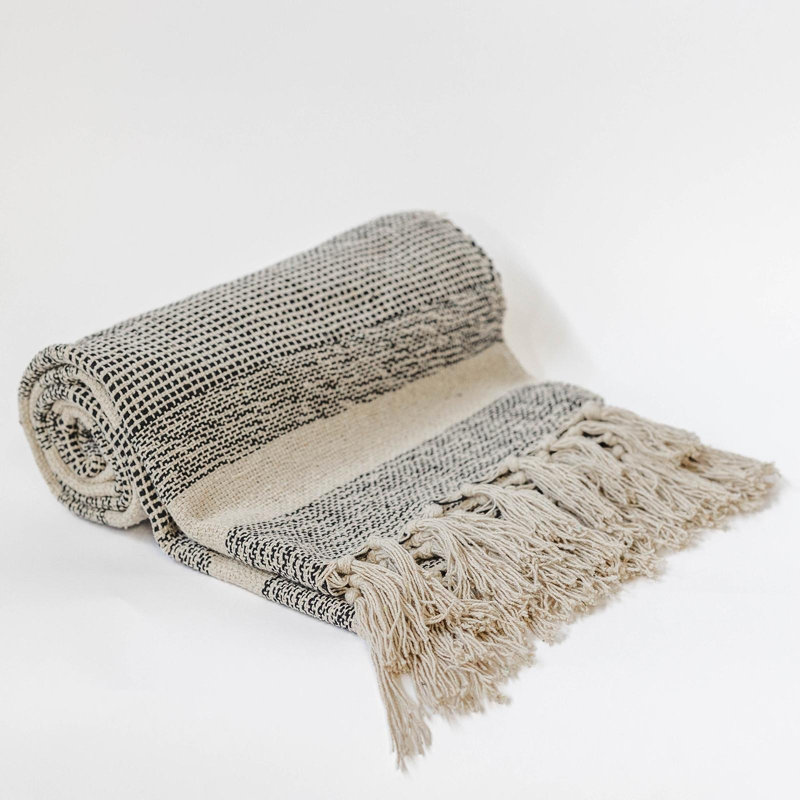 Jeté en coton 50 po x 65 po avec pampilles