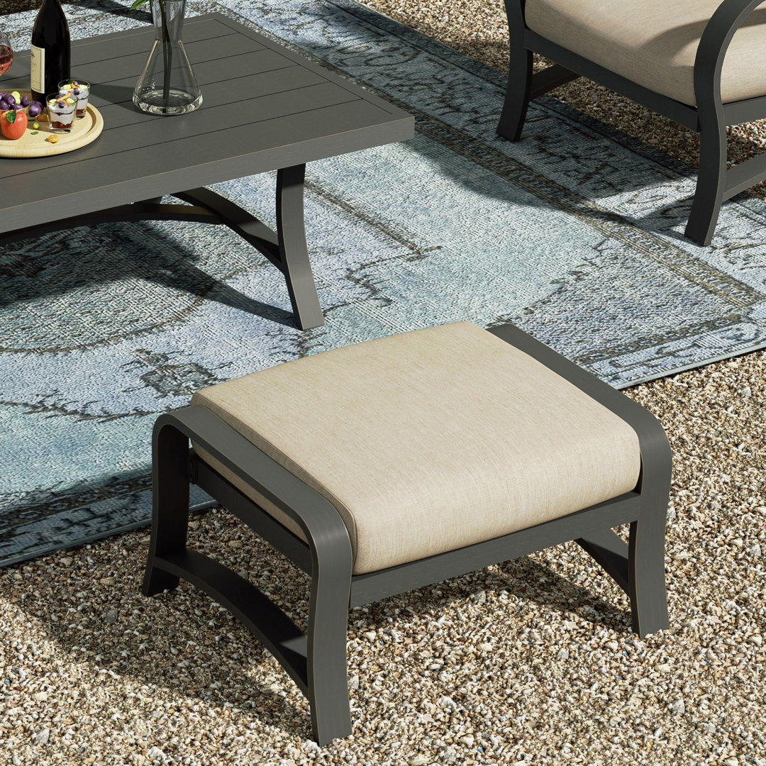 Chamber Metal Outdoor Ottoman with Sunbrella Cushion Peak Home Furnishings