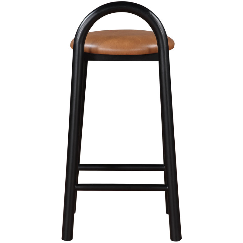 Calvin 27" Counter Bar Stool, Black, Cognac Vegan Leather