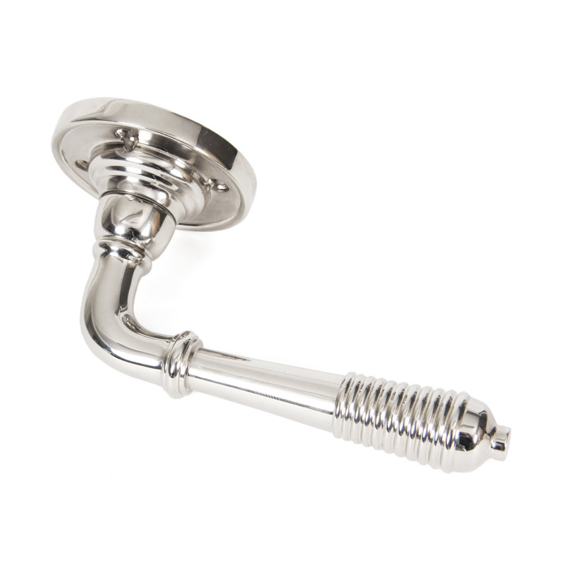 Reeded Lever on Rose Set - Unsprung, Polished Nickel