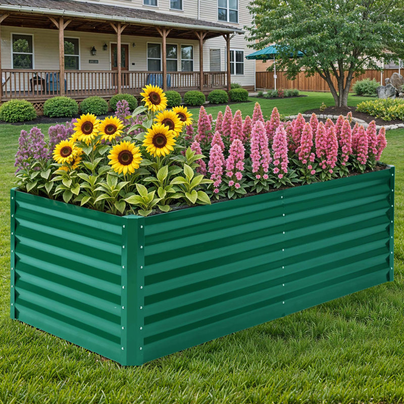 Bannu Metal Raised Garden Bed, 60cm H x 180cm W x 90cm D, Green