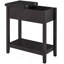 Table de bout, table d'appoint étroite avec plateau rabattable, armoire de rangement