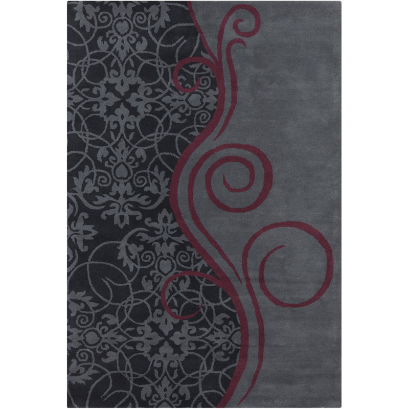 Tapis oriental en laine touffeté à la main à motif abstrait et transitionnel Jethro