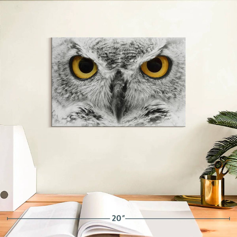 Brampt Staring Eagle Owl, 8" H x 12" W