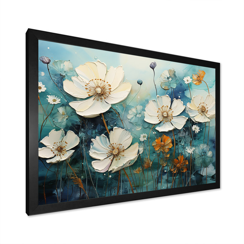 «Misty Flower Meadows» sur toile, Cadre simple noir, H 12 po x l 20 po x P 1 po