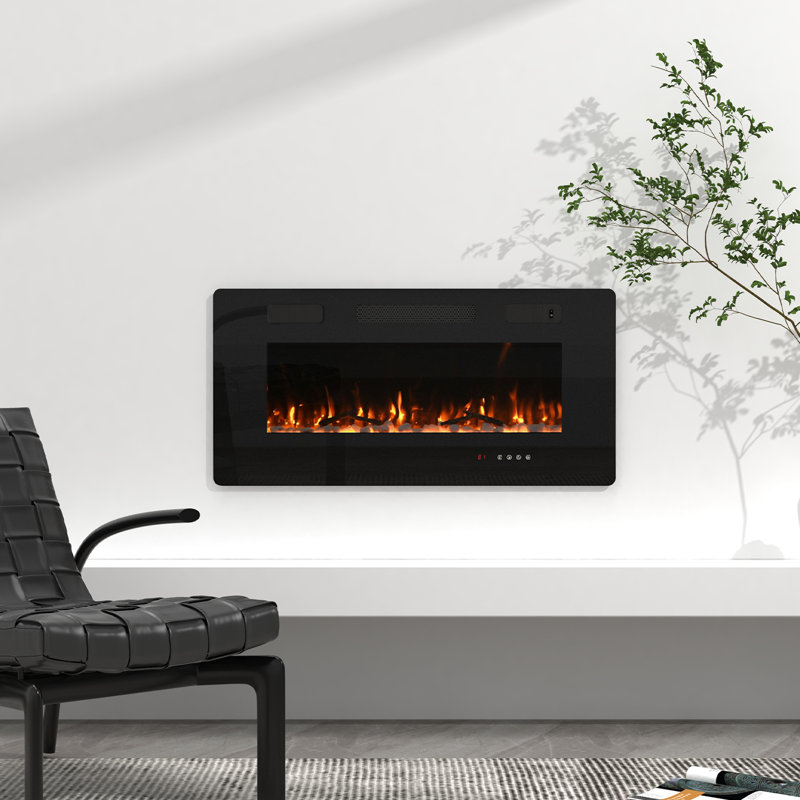 Electric Wall Mounted with 5100 BTU, 19.7"H x 40"W x 3.8"D, Black