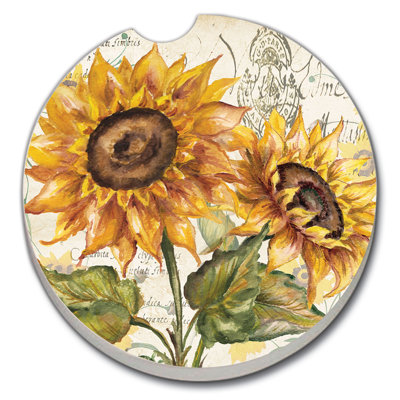 Stoneware Round 2 Piece Car Coaster Set