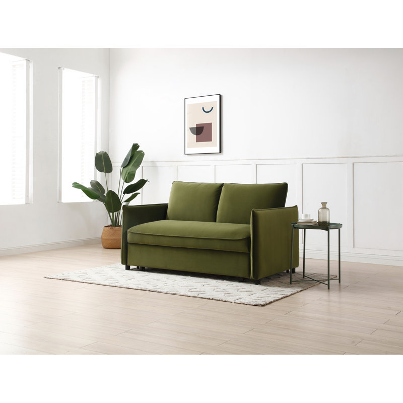 Betty 2 Seater Velvet Sofa Bed, Green