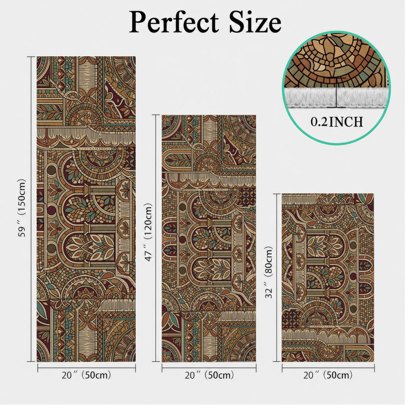 Paisley Pattern Non-Slip Washable Kitchen Mats
