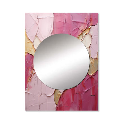 Steriana Gold Pink Minimalism Poteries - Abstract Spirals Wall Mirror, Modern Decorative Mirror, Printed Metal Art