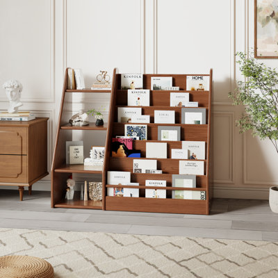Casimir Solid Wood Montessori Kids Bookshelf and Toy Storage Organizer 7 Tier Children Bookcase Freestanding Display Shelf