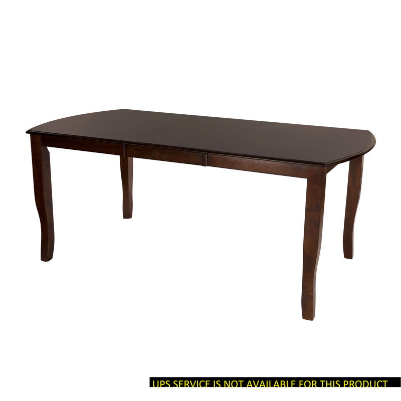 Table de salle à manger avec placage de manguier, fini cerisier foncé et rallonge séparée, fini placage de style traditionnel de 6 pouces.