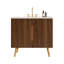 Meuble-lavabo 36 po en noyer rayé avec lavabo blanc Carrara-400379990