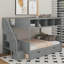 Lit simple superposé au dessus d'un lit double avec tablettes, escalier de rangement et 2 tiroirs-839726966