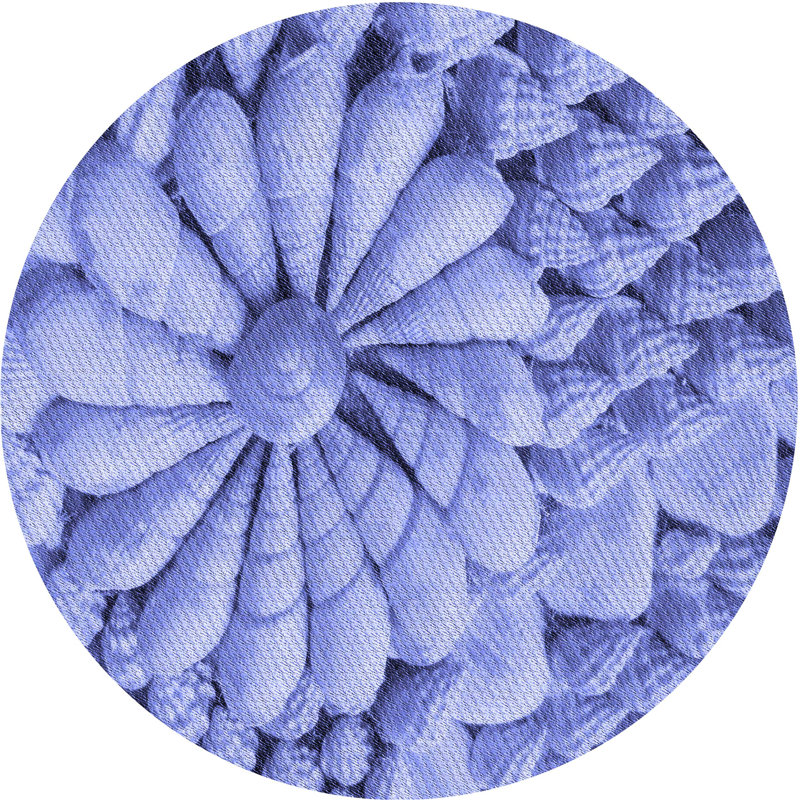 Tapis bleu tissé à la machine Nissman, Rond 7 pi