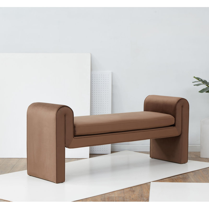 Deshai Velvet Bench, Dark Brown
