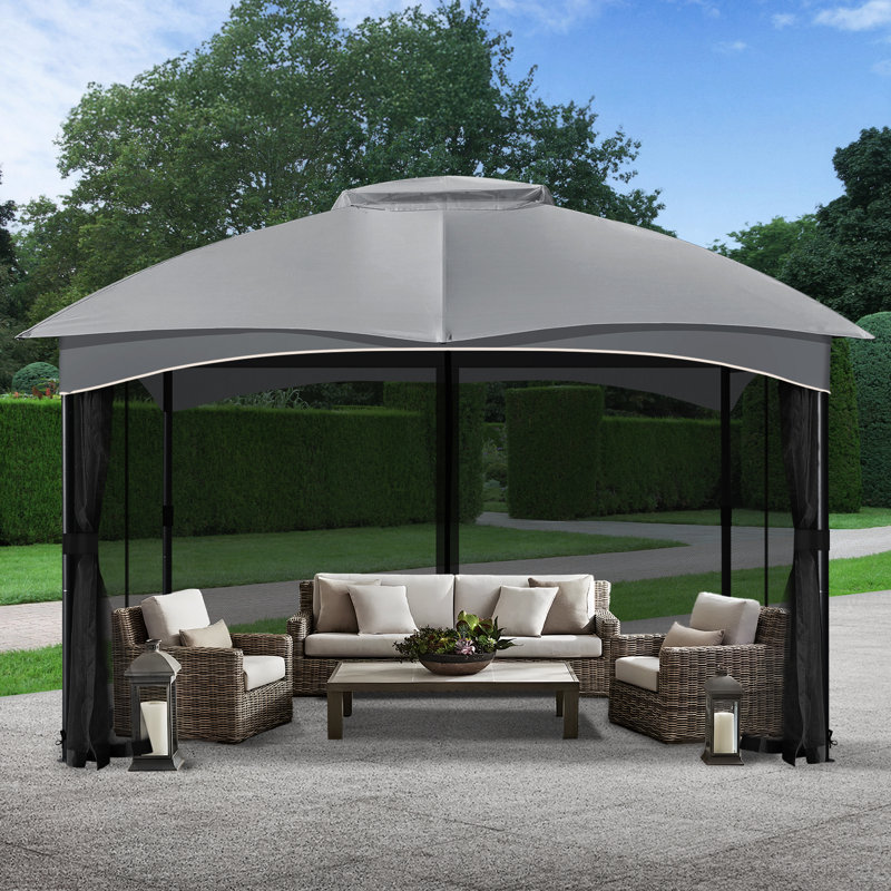 Universal Gazebo Mosquito Netting, 210cm H x 487cm W x 365cm D, Black
