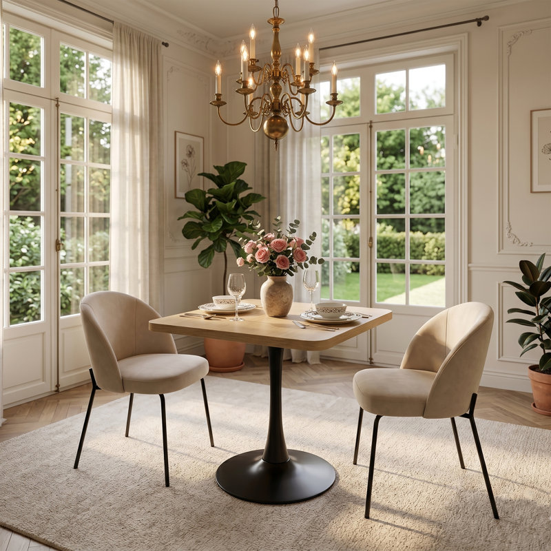 Table de salle à manger Mid-Century, 28.7"H x 27.8"L x 27.8"W, Natural