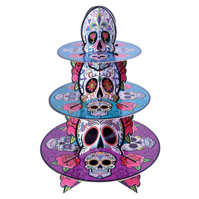 Beistle - Présentoir à petits gâteaux 16 "Day Of The Dead - 12 pièces