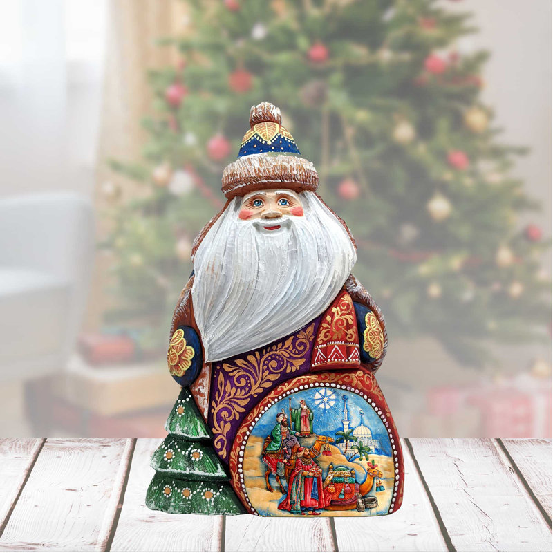 Figurine de chef-d'œuvre sculptée en bois «Le voyage des trois rois»