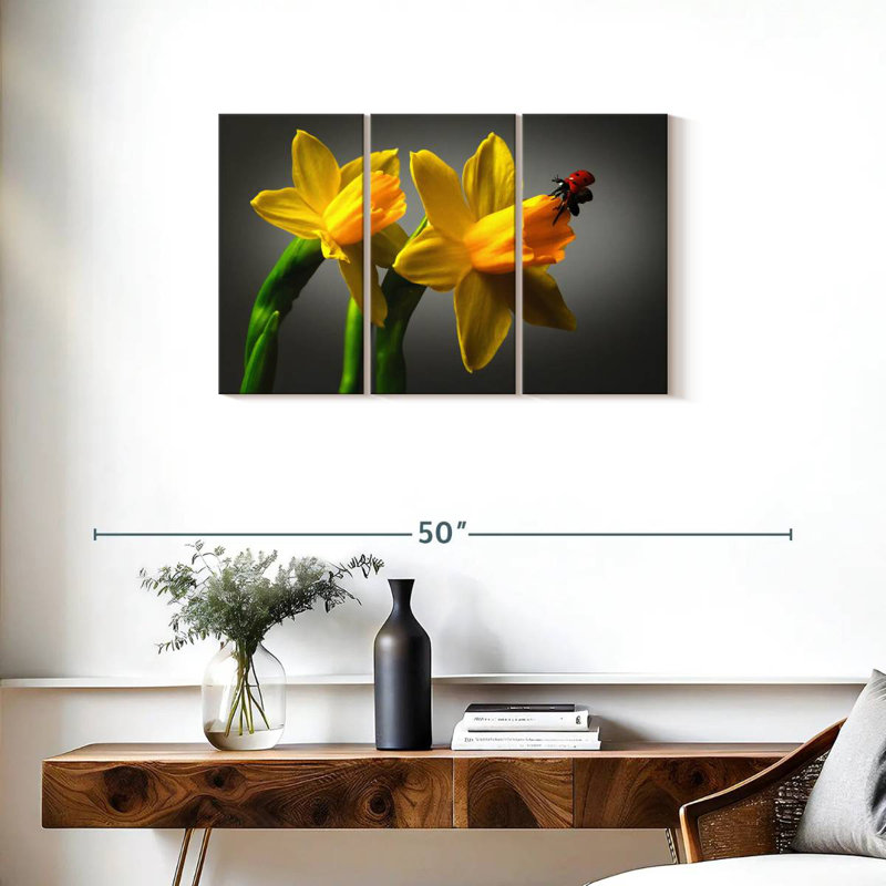 Harnek Ladybug On Daffodil, 20" H x 33" W