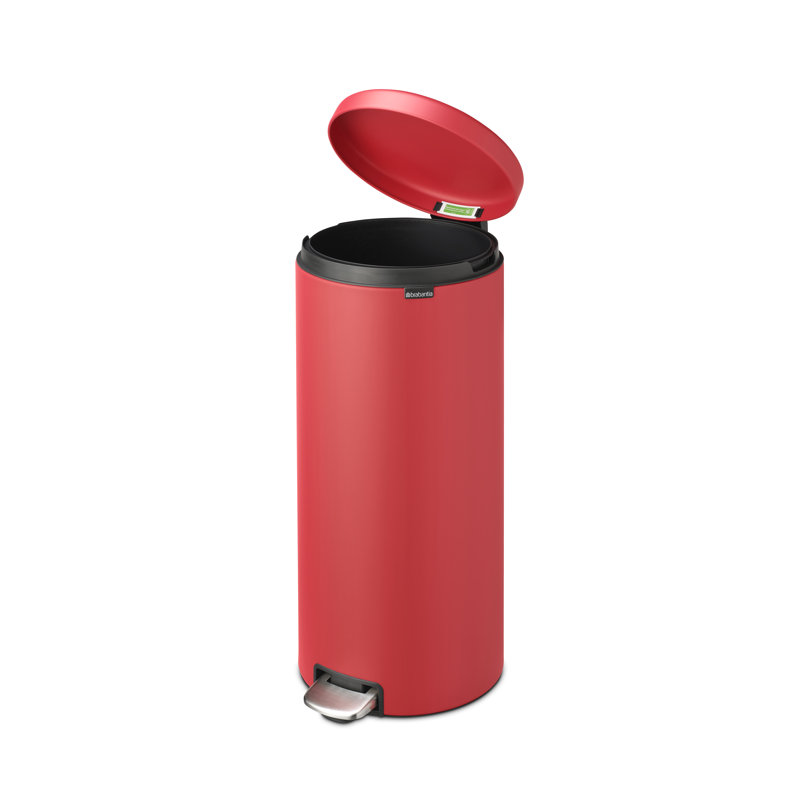 Brabantia NewIcon Step On Trash Can, 8 Gallon (30 Liter), Mineral Loving Red