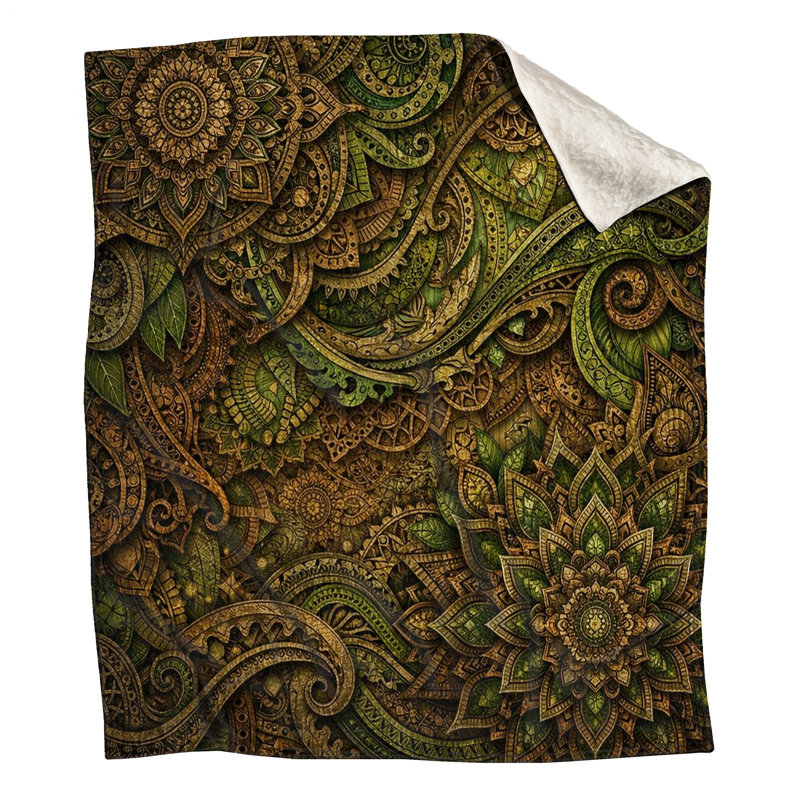 Couvertures complexes de feuilles de mandala, L 60 po x H 80 po