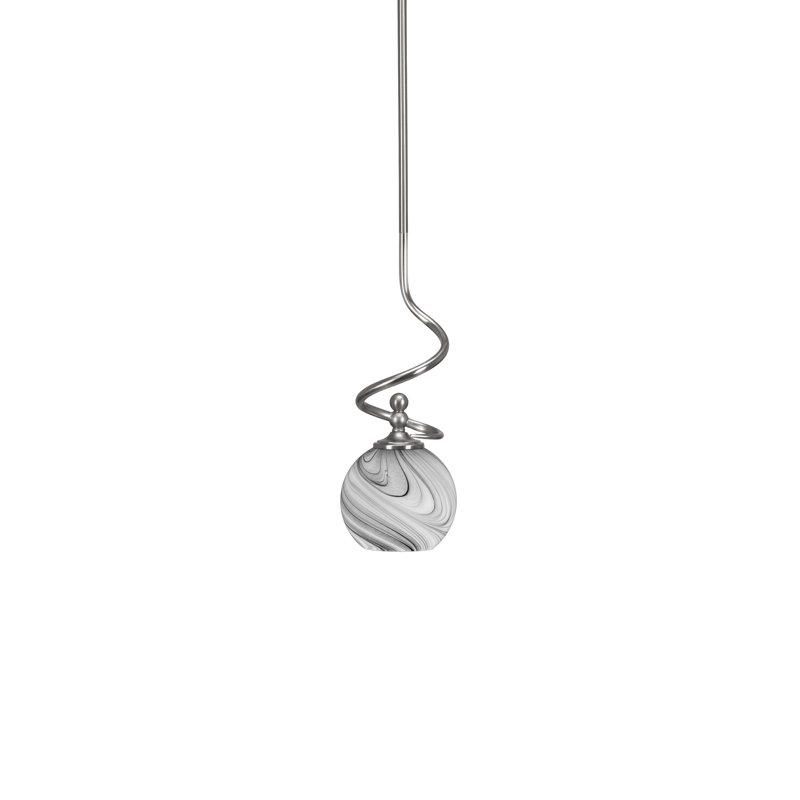 Mini-luminaire suspendu Capri avec verre tourbillon onyx de 5,75 po, Nickel brossé