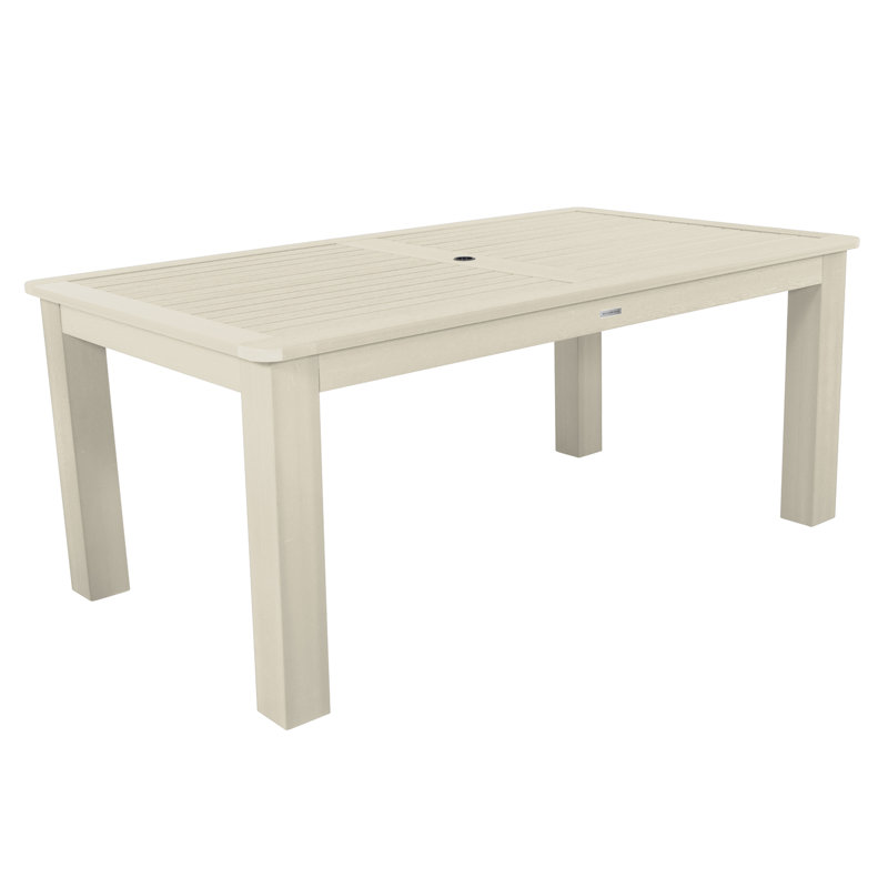 Highsmith Rectangular Outdoor Dining Table With Umbrella Hole , in. W 42'' in. D, Whitewash, 30" H x 42" W x 72" D