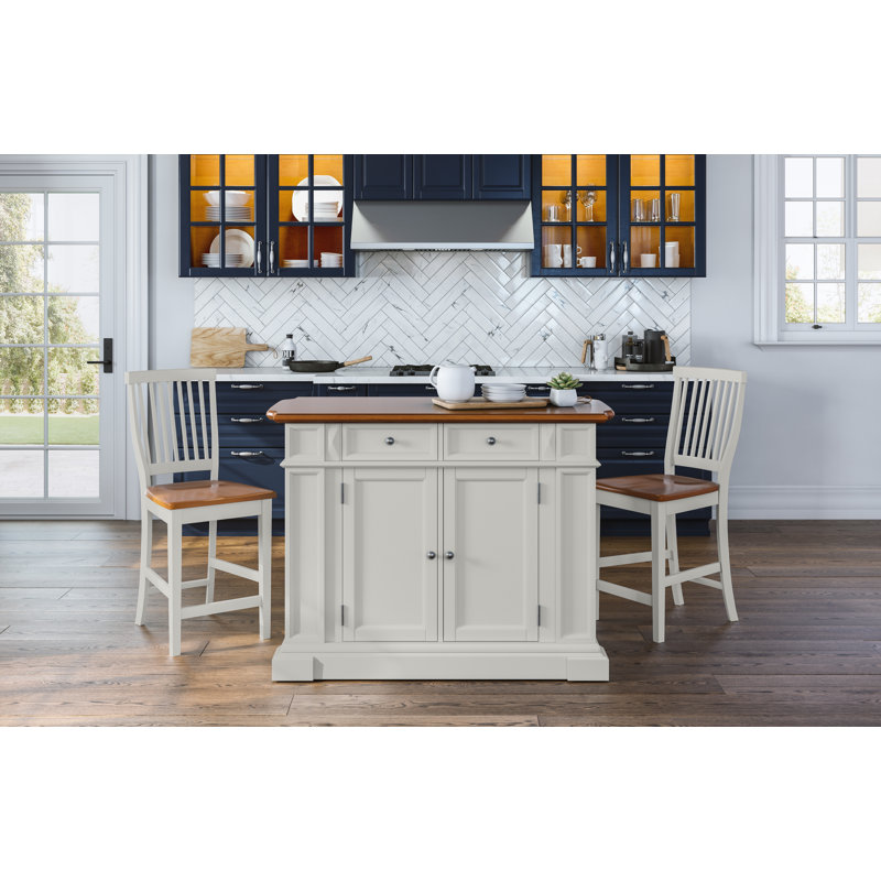Mattice 49.75'' Wide Kitchen Island Set, Snow White