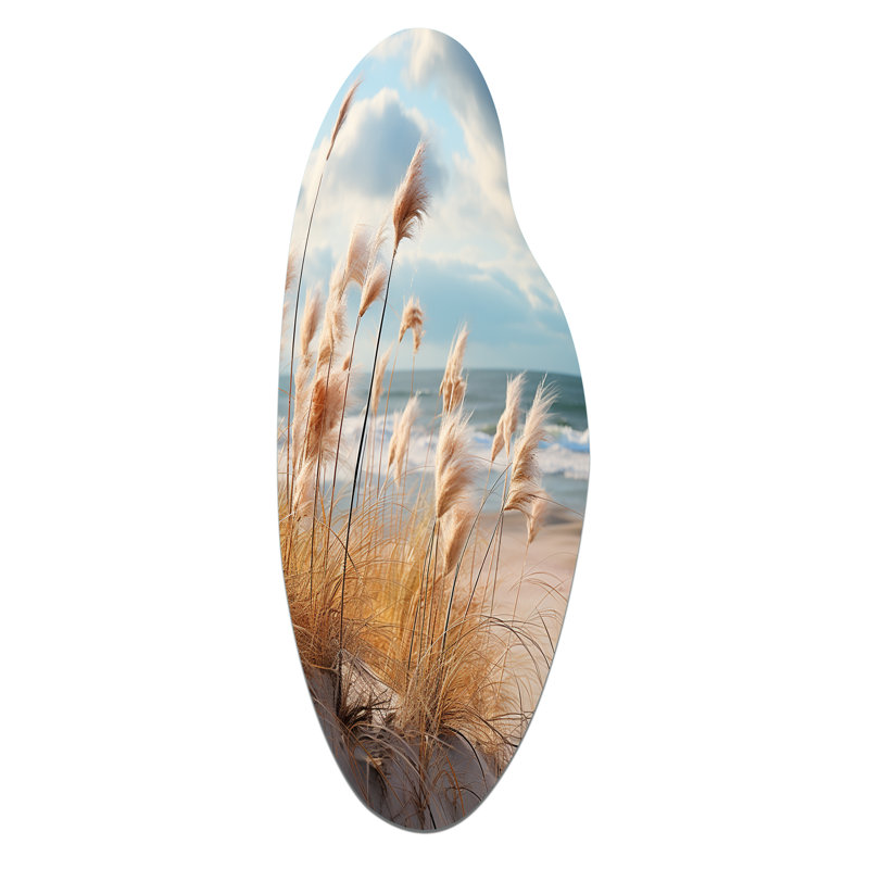 Marable Beach Photo Coastal Harmony I - Curved Coastal Beach, décoration murale en métal asymétrique, H 30 po x l 11 po