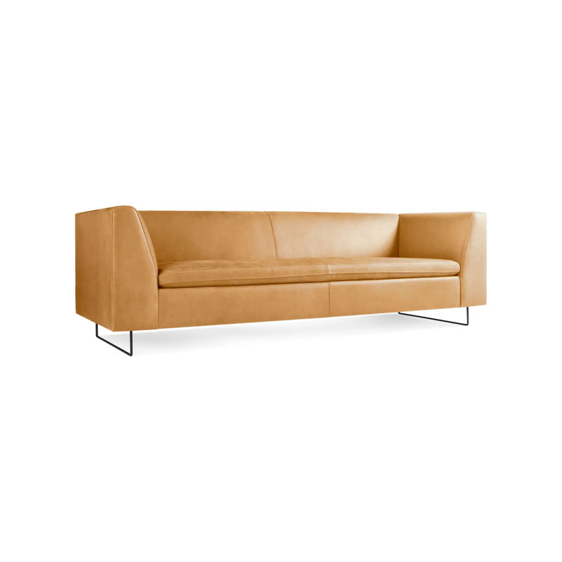 Canapé en cuir Bonnie, H 29 po x l 96 po x P 33 po, Cuir véritable chameau