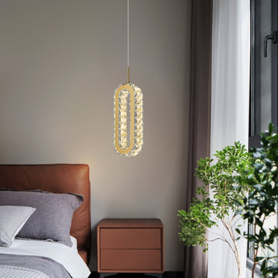 Pendant Lighting For Kitchen Island Led Modern Pendant Lights Fixture Mini Oval Crystal Chandeliers For Bedroom Living Room Bathroom Dining Room Corridor Bar Warm Single Hanging