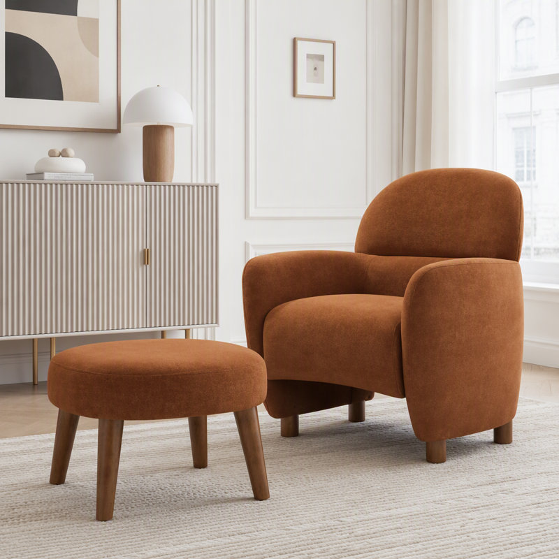 Chaise de loisir rembourrée avec repose-pieds, Brun