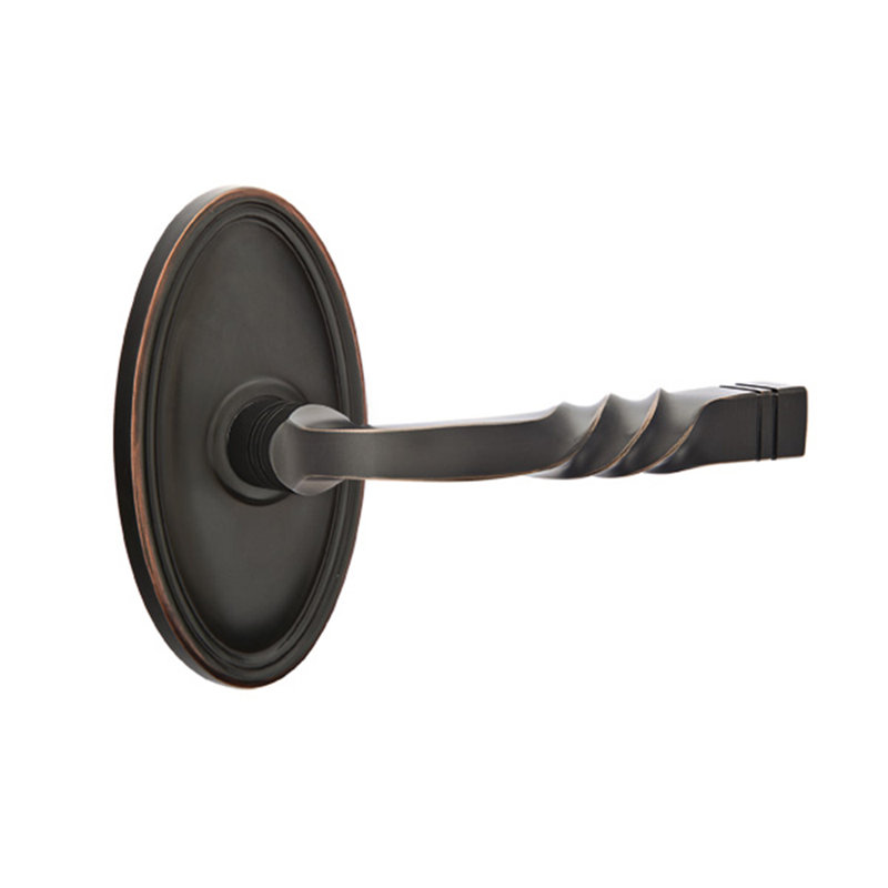 Faux levier de porte double avec rosette Santa Fe, Droite, Bronze huilé