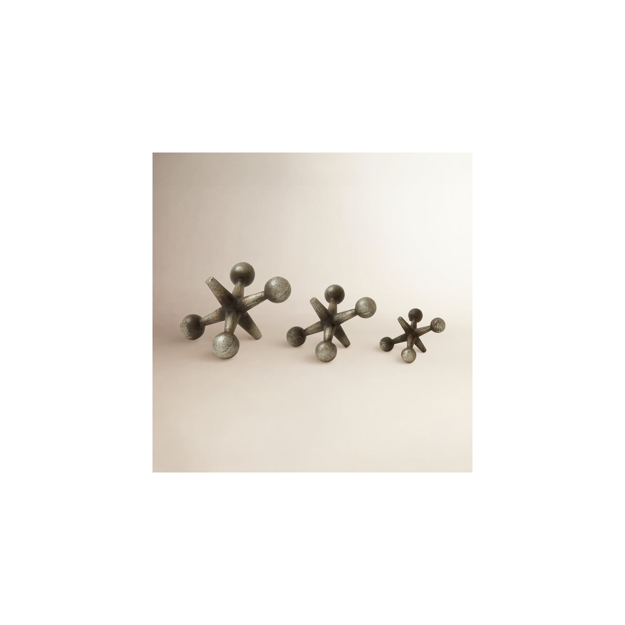 Alexandro 3 Piece Jacks Sculpture Set, Silver