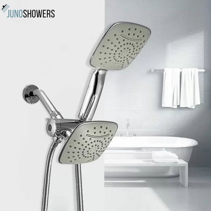 Juno Wall-Mount Dual Square Shower Head – Chrome Finish Waterfall & Rainfall System