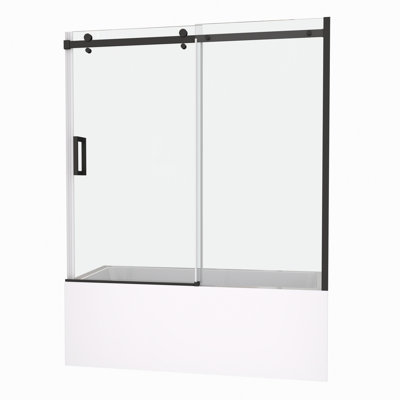 Sliding Door For Bathtub Shower, 5/16" Tempered Glass, Matted Black, Fine Quality Hardware Glass Door, Sliding, Matt Nano Clean Advantage