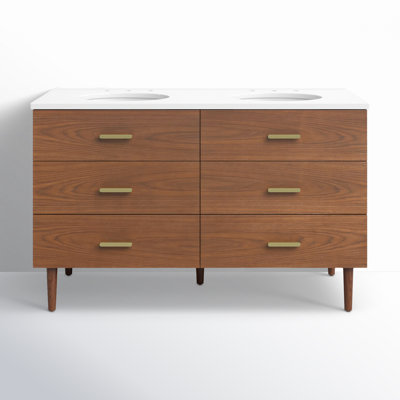 Meuble-lavabo double 54 po avec plateau en quartz Dondi
