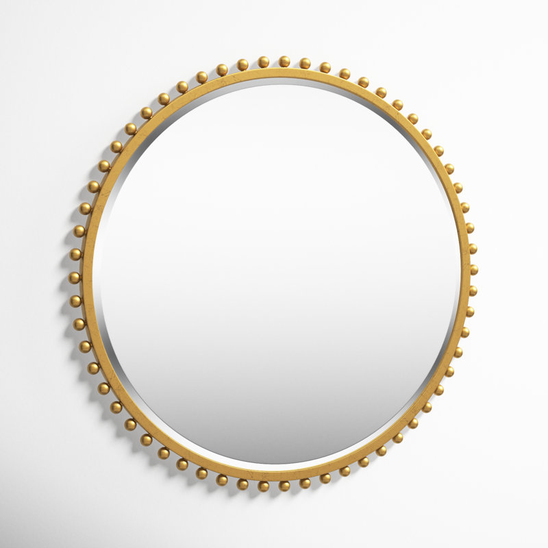 Bedonia 32" Round Metal Wall Mirror, Gold
